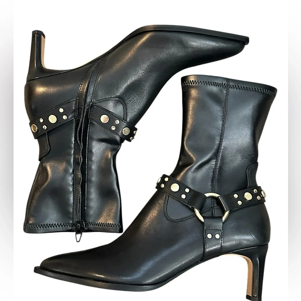 Dolce Vita Azalea Stud Bootie (Women) Black Sz 9 Lesther gold western
